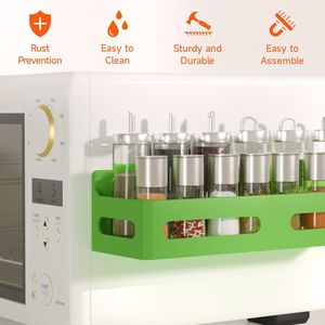 4 Pack Strong Magnetic Spice Rack for Refrigerator Multipurpose 4-Hook <b>Shelf</b> Organizer for <b>Kitchen</b> & Bathroom - Product Image 5