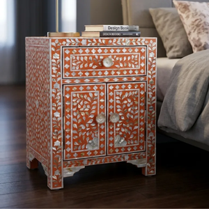 Mueble de Almacenamiento Floral Moderno Hecho a Mano con Incrustaciones de Hueso, Ecológico, para Sala de Estar, Dormitorio, Hotel, Taburetes y Otomanas - Product Image 5