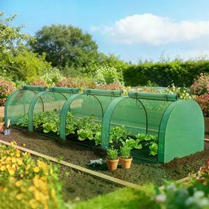 Modern Garden Bed with Mini <b>Greenhouse</b> Pop-up Steel <b>Plastic</b> Frame Polycarbonate PVC Polythene Panels for Home Backyard Use - Product Image 5