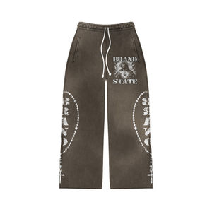 Survêtement unisexe 2026 en tissu épais marron délavé respirant style streetwear |   Ensemble sweat à capuche et pantalon |   Entraînement de jogging personnalisé imprimé - Product Image 5