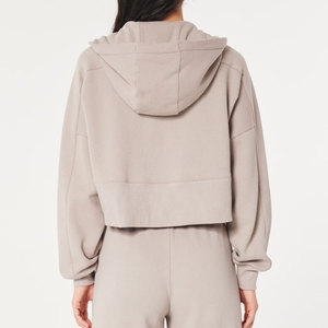 Sweat à capuche oversize pour femme, couleur unie, en molleton, manches longues, décontracté, pour l'automne, 100% coton, respirant, coupe classique - Product Image 3