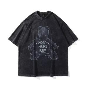 300g <b>Acid</b> Wash Oversized <b>Drop</b> Shoulder Street Plus Size T-Shirt 100% Cotton Eco-Friendly Vintage Washed OEM Private Label - Product Image 2