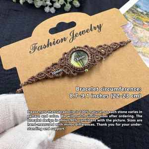 Pulsera de cuarzo arcoíris de macramé marrón hecha a mano, con bisel bohemio, piedra natural, ajustable, joyería unisex - Product Image 3