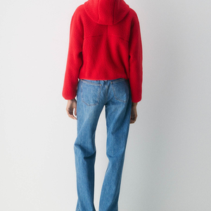 Sweat-shirt à capuche en polaire pour femme, manches longues, couleur unie, décontracté, pour l'hiver et l'automne - Product Image 3
