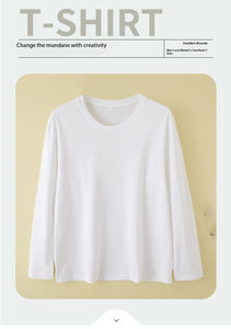 Camiseta Unisex de Manga Larga con Cuello Redondo, Color Sólido, de Algodón, con Logotipo Bordado Personalizado OEM, Precio de Fábrica China Bangladesh - Product Image 3