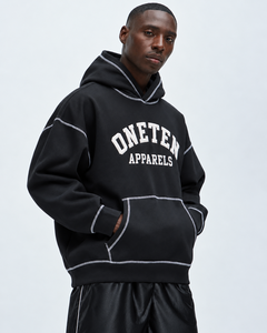 ONETEN APPAREL Pull à capuche unisexe noir à manches trois quarts respirant et léger avec col polo, chemise de golf décontractée - Product Image 4