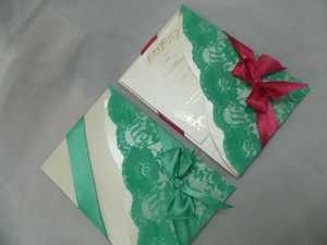 Invitations de mariage de luxe recouvertes de tissu, faites à la main, cartes d'invitation personnalisées haut de gamme, fabricant OEM, vente en gros, export - Product Image 2