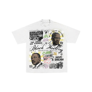 Men's <b>Black</b> History T-<b>Shirt</b> Short Sleeve <b>Silk</b> Screen Printed Cotton Regular Fit Formal Turtleneck Design Eco-Friendly - Product Image 6