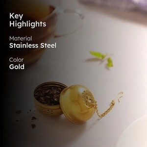 Golden Metal <b>Tea</b> <b>Infuser</b> Ball Reusable Strainer with Chain and Hook for Loose Leaf <b>Tea</b> - Product Image 5