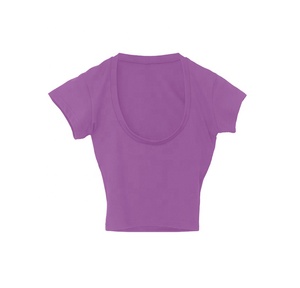 T-shirt court décontracté à manches courtes pour femmes, 100% coton, à la mode, avec logo personnalisé - Product Image 2