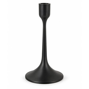 Matte <b>Black</b> Brass Sleek Tabletop Candle <b>Holder</b> - Large Wholesale - Product Image 1