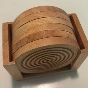 Ensemble de sous-verres écologiques en bois avec boîte de rangement, vaisselle réutilisable vintage pour la maison et le bar - Product Image 2