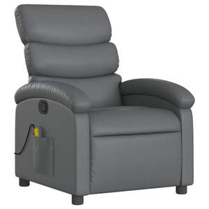 Fauteuil inclinable standard en similicuir gris avec fonction massage - Product Image 3