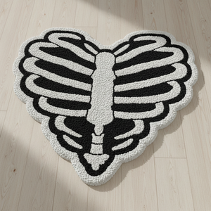 Alfombra de Lana Tejida a Mano con Forma de Pecho de Esqueleto, Suave y Afelpada, Moderna, Antideslizante, para Decoración de Dormitorio o Sala de Estar - Product Image 1