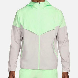 Chaqueta Cortavientos para Hombre con Bloques de Color, Capucha Desmontable, Cierre de Cremallera, Estilo Casual para Primavera, Manga Regular, Poliéster Fino - Product Image 1