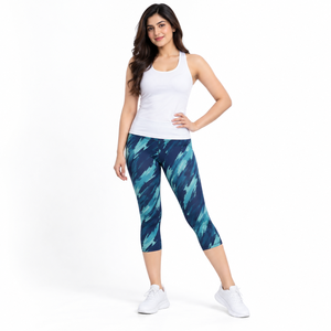 Women <b>Capri</b> <b>Legging</b> Featuring Quick Dry Fabric Stretchable Design Comfortable Fit Lightweight Structure Breathable Panels - Product Image 1