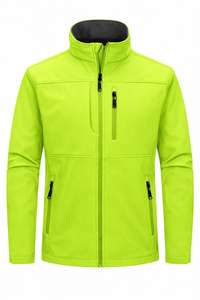 Men's Sporty Winter <b>Hooded</b> <b>Soft</b> <b>Shell</b> Windbreaker <b>Jacket</b> OEM Waterproof Breathable Front Logo Polyester/Nylon - Product Image 4