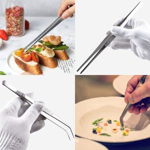 High Quality Eco-Friendly Stainless Steel Culinary Tongs TWEEZERS9 Model Premium Sale Utensils Offset Fine Tip Saute Food - Product Image 4
