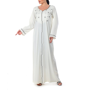 2026 Trends Cp Modest Ankle-Length Traditional Jalabiya <b>Dress</b> Polyester ODM Service Geometric Pattern V Neck Breathable - Product Image 2