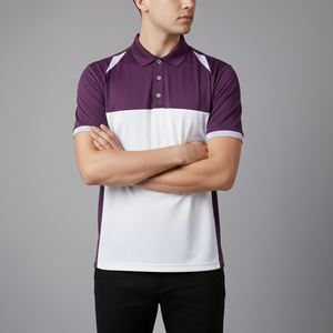 Polo pour homme de marque, à blocs de couleur, manches courtes, séchage rapide, en polyester tricoté, style décontracté, logo sur le devant - Product Image 6