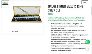Jeu de jauges à anneaux demi-rondes 3,50 mm, tailles US 1-15, en aluminium, kit d'outils de mesure pour bijoux |   Numéro d'article GS-903 - Product Image 3