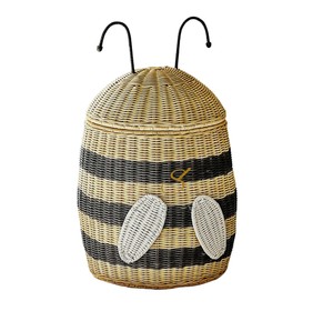 Novelty Bumblebee Shaped Wicker <b>Storage</b> Basket Handcrafted Rattan Laundry Hamper Creative Animal Toy <b>Box</b> for <b>Kids</b> Nursery - Product Image 1