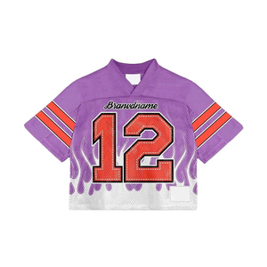 Custom Sublimated Mesh Retro Football Jersey V-Neck Short Sleeve Breathable Unisex Adult Summer <b>White</b> Blue Gold Heart Peace - Product Image 5