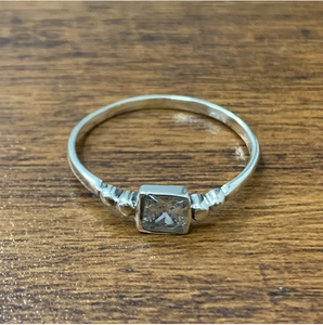 Dainty Cubic Zirconia <b>Ring</b> 925 Sterling <b>Silver</b> Square Cut <b>Solitaire</b> Band Slim Elegant Daily Wear Jewelry - Product Image 2