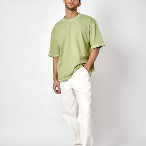 Camiseta Larga Oversize de Alta Calidad, Estilo Urbano, Algodón y Fibra de Bambú, Logotipo Personalizado, Ajuste Casual, Tejido de Punto - Product Image 3
