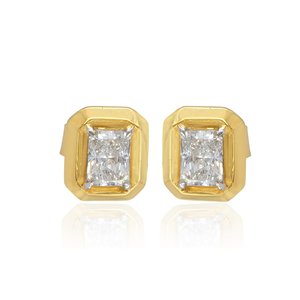 14K Solid Gold Lab Grown Diamond <b>Stud</b> Earrings <b>Emerald</b> Cut Solitaire Diamond Earrings Wholesale - Product Image 3