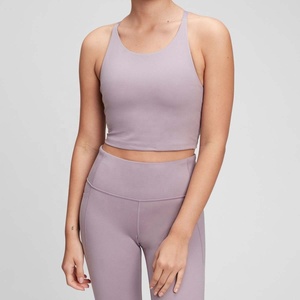 Women's Yoga Workout Outfits 1 Piece Set Mid Waist Running <b>Shorts</b> Padded Sport Bra Sleeveless Crop Tops Spandex/<b>Polyester</b> - Product Image 6