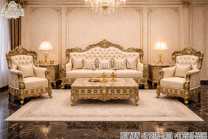 Ensemble de canapés Maharaja au look majestueux pour la maison américaine, ensemble de canapés en bois de luxe 8 places, style européen, richement sculpté, meubles de salon - Product Image 5