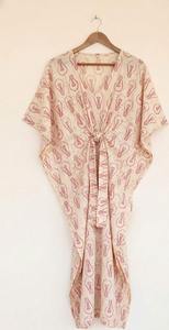 Robe Kaftan Bohème en Coton Imprimé à la Main pour Femme, Coupe Ample, Style Ethnique, Idéale Plage et Été - Product Image 5