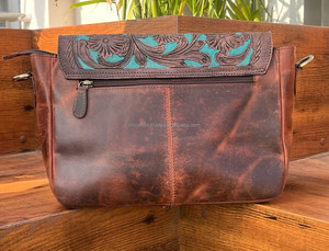 Wholesale Saddle <b>Blanket</b> & Floral Tooled Leather Western Crossbody Bag High Quality Genuine Leather Vintage Boho Purse for Women - Product Image 5