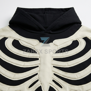 Sweat-shirt à capuche double couche, brodé sur mesure, style vintage, en tissu épais, OEM ODM, fabriqué au Pakistan - Product Image 4