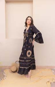 Vestido Largo de Verano para Mujer 2026, Sexy, con Cuello en V, Abertura en el Bajo, Transpirable, Estilo Bohemio Vintage, al Mejor Precio Siempre - Product Image 4