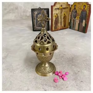 Durable Hand-Made Brass Incense <b>Burner</b> With Star Cutouts Wooden Handle Religious Aromatic Diffuser All-Season Use - Product Image 6