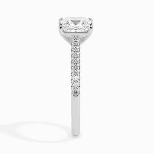Bague en argent/plaqué or avec moissanite taille princesse et pierres pavées sur les côtés pour femme, bijou étincelant pour fiançailles, mariage, anniversaire - Product Image 6