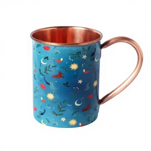 Taza de Cobre Premium con Grabado Floral Rojo, Taza de Café Decorativa Hecha a Mano, Taza de Té de Cobre Pintada Artesanal, Taza de Cobre de Lujo para Bebidas - Product Image 4