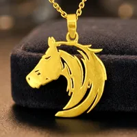 Collier pendentif tête de cheval en argent sterling 925 plaqué or, style bohème, cadeau de mariage pour femmes et hommes