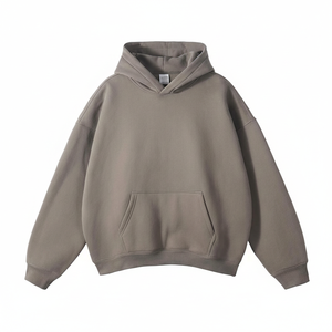 Sudadera con Capucha Corta para Hombre, Personalizada, con Forro Polar de 350G, Ecológica, para Otoño e Invierno, de Color Sólido, Corte Holgado - Product Image 1