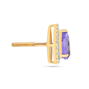 Pendientes de diamantes Golden Purple Teardrop Royal Halo - Product Image 3