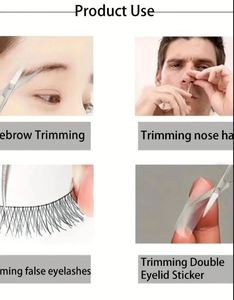 Ciseaux à sourcils courbés multifonctionnels en acier inoxydable tranchant pour la coupe et l'entretien des poils du nez, des sourcils et des faux cils - Product Image 2