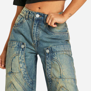 Pantalones Vaqueros Oversize para Mujer, Corte Ajustado, con Logotipo Personalizado, Estilo Plano, Éxito de Ventas en Línea, Temporada de Invierno - Product Image 6