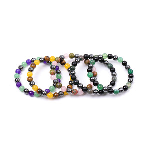 Pulsera de Cuentas Hemasa Fashions en Morado, Verde y Negro, Unisex, Elástica, Estilo Bohemio, Casual y Deportivo, Accesorio de Regalo con Engaste de Bisel - Product Image 6