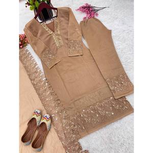Parte inferior superior de ropa de fiesta de diseñador para mujer con Conjunto de Trabajo de secuencia Dupatta bordado - Product Image 3