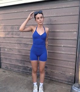 Women's Blue High Waist <b>Yoga</b> <b>Shorts</b> With Ruched Butt Design Seamless Four-Way Stretch Activewear - Product Image 2