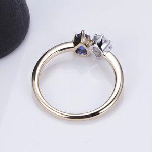 Anillo Toi Et Moi para Mujer, Plata de Ley 925, Oro Amarillo de 14k, Zafiro VVS, Moissanita en Forma de Pera, Anillo de Compromiso, Regalo para Mujer - Product Image 6