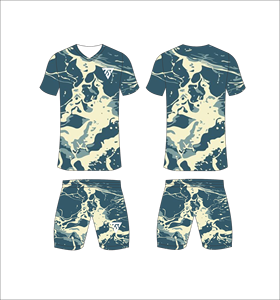 Custom Sublimated Blue Geometric <b>Soccer</b> Jersey Set for Men V-Neck Short Sleeve Moisture Wicking Athletic Fit - Product Image 5
