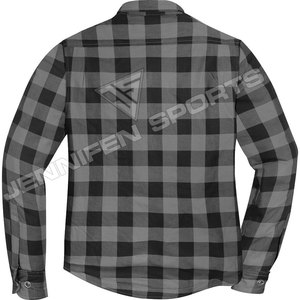 Chemise en flanelle 100% coton pour homme, gris et noir, avec protections homologuées CE et fibres d'aramide renforcées. - Product Image 4